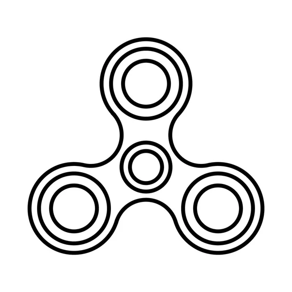 Hand Spinner aislado sobre fondo blanco. Vector triple spinner fidget juguete icono. Fidget spinner icono - juguete para aliviar el estrés y la mejora de la capacidad de atención. Dibujado con líneas delgadas de contorno . — Archivo Imágenes Vectoriales