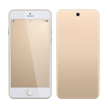 Beyaz zemin üzerine altın smartphone mockup.