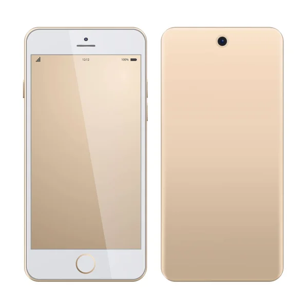 Modèle de smartphone en or sur fond blanc . — Photo