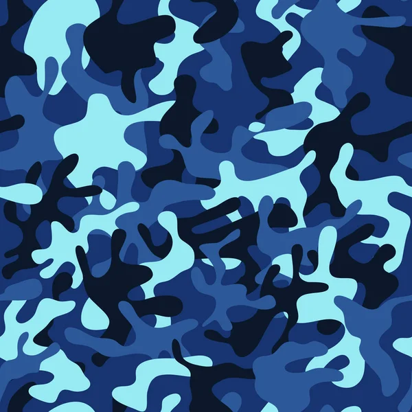 Camuflagem de água do mar padrão sem costura. Vetor de camuflagem azul. Camuflagem padrão de cor sem costura . — Vetor de Stock