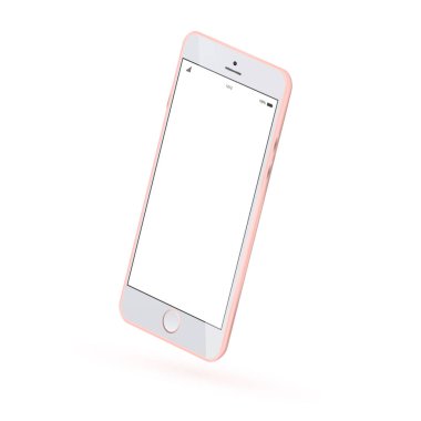 Gerçekçi smartphone kadar sahte. 3D perspektif görünümünü yüksek Detaylı smartphone. Vektör pembe modern smartphone mockup.