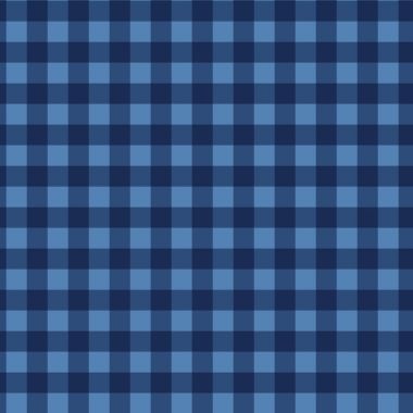 Dikişsiz kareli vektör desen. Vintage mavi kareli kumaş dokusu. Geometrik arka plan. Vintage mavi kareli kumaş dokusu. Piknik doku için masa örtüsü. Dikişsiz kareli desen