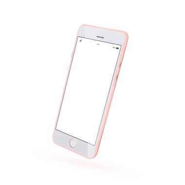 Gerçekçi smartphone kadar sahte. 3D perspektif görünümünü yüksek Detaylı smartphone. Vektör pembe modern smartphone mockup.