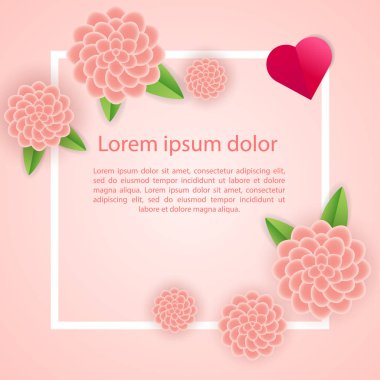 Romantik poster çerçeve dekorasyon Kalpler, çiçekler ve mutlu Sevgililer günü tebrik kartı veya düğün davetiyesi için çerçeve.