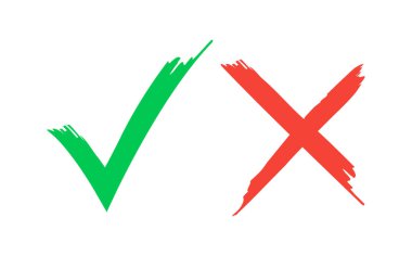 onay işaretleri üzerinde beyaz izole bir fırça boyalı..