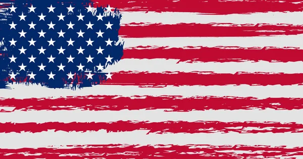 Vlag van de Verenigde Staten van Amerika in grunge stijl met de oorspronkelijke kleuren en verhoudingen. — Stockvector