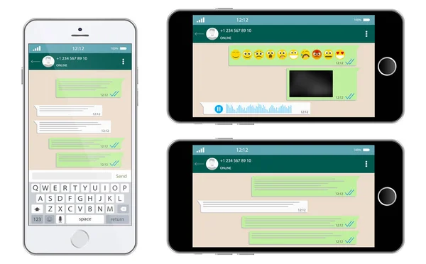 Διάνυσμα smartphone με την εφαρμογή messenger στην οθόνη. — Διανυσματικό Αρχείο