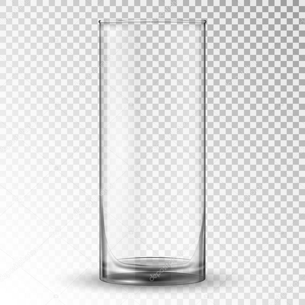 Empty realistic drinking glass cup. 