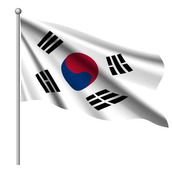 Південна Корея прапор фону з текстурою тканини. — стоковий вектор
