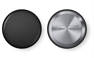 Beyaz arka plan üzerinde izole siyah boş rozet pin broş