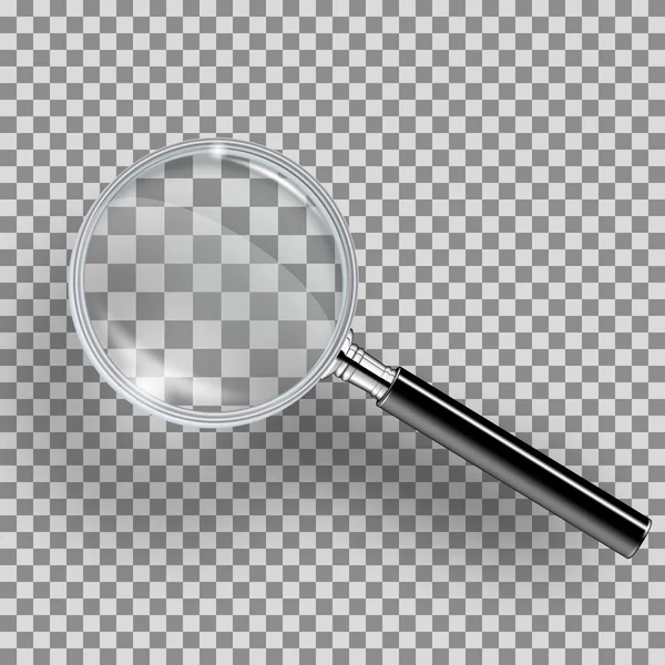 Magnifying glass realistic isolated on transparent background — Stock Vector