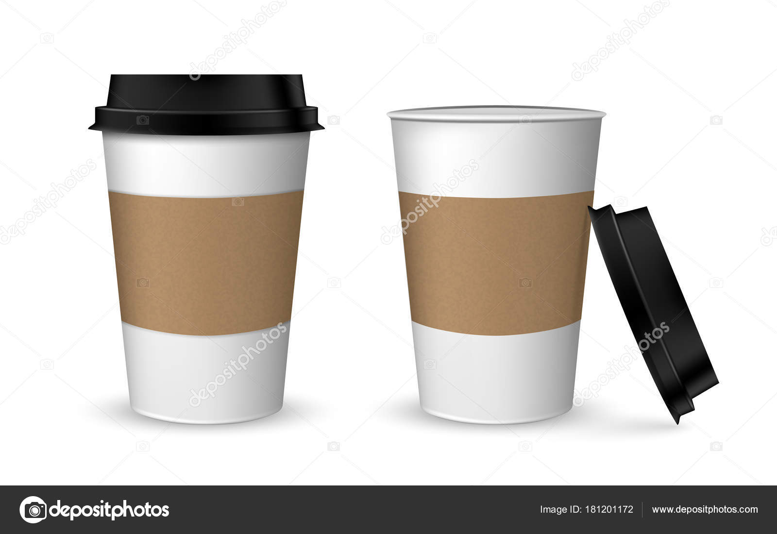 Blank realistic coffee cup mockup. Realistic paper coffee cup set. Paper  cups isolated on white. Stock Vector by ©microphoto1981@gmail.com 181201172