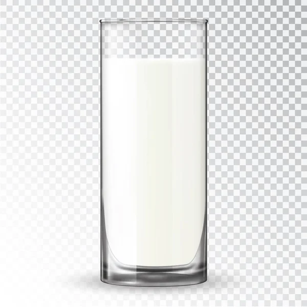 Transparentes Vektorglas mit Milch. — Stockvektor