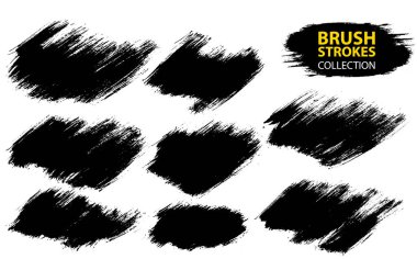 Vektör büyük farklı grunge fırça darbeleri ayarla.