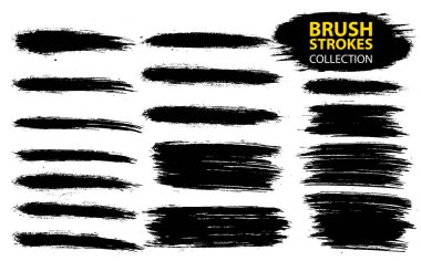 Vektör büyük farklı grunge fırça darbeleri ayarla.