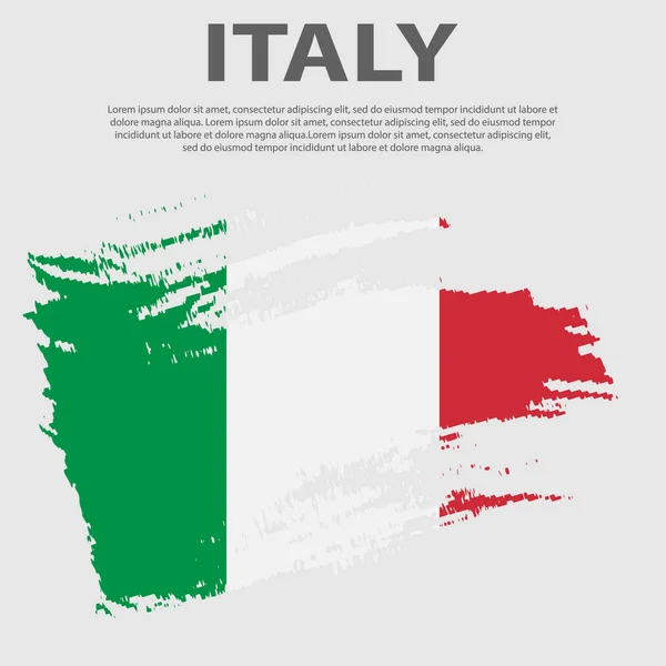 Bandera italiana. Bandera de Italia, fondo de pincelada . — Archivo Imágenes Vectoriales