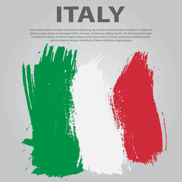 Italienische Flagge. Flagge von Italien, Pinselstrich Hintergrund. — Stockvektor