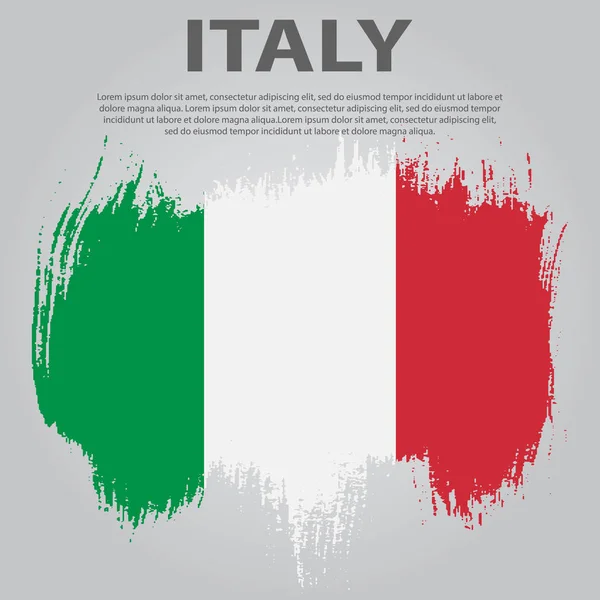 Italian flag. Flag of Italy, brush stroke background. — Stock Vector