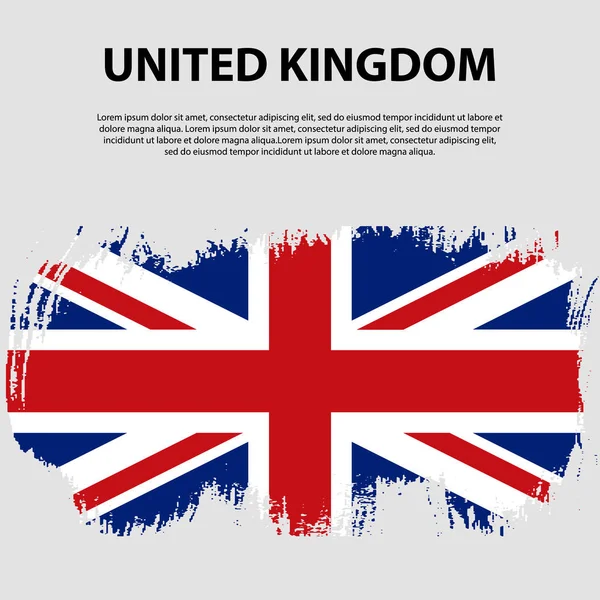Flagga för den Förenade kungariket av Storbritannien och Nordirland, brush stroke bakgrund. Flagga Sverige. — Stock vektor