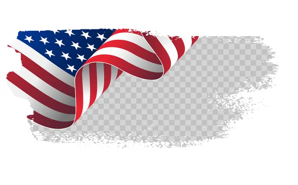 Ondeando bandera de los Estados Unidos de América. ilustración ondulada bandera americana para el día de la independencia cepillo trazo fondo — Vector de stock