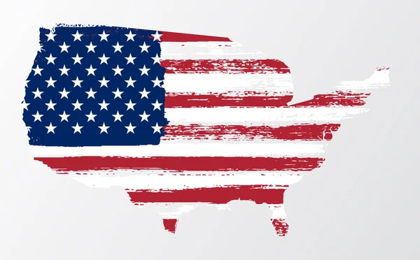 Ondeando bandera de los Estados Unidos de América. ilustración ondulada bandera americana para el día de la independencia cepillo trazo fondo — Vector de stock
