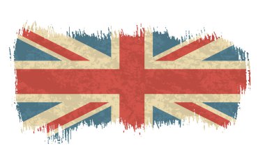 Vektör çizim Vintage İngiltere bayrağı. Eski İngiliz bayrağı. Vektör grunge retro tasarım Büyük Britanya bayrağı arka plan