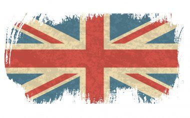 Vektör çizim Vintage İngiltere bayrağı. Eski İngiliz bayrağı. Vektör grunge retro tasarım Büyük Britanya bayrağı arka plan