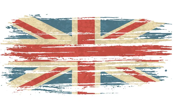 Vektorillustration Vintage flagga i Uk. Grungy brittiska flaggan. Vector grunge retrodesign Storbritannien flagga bakgrund — Stock vektor