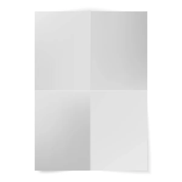 Papel de formato A4 vetorial com sombras. Folheto de papel dobrado em branco de quatro dobras. Folheto de papel em branco, folheto, folículo, folha A4, folha larga —  Vetores de Stock