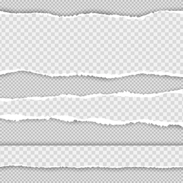 Horizontal torn paper edge. Realistic vector torn paper with ripped edges. Collection of white torn paper. Vector illustration. — 스톡 벡터