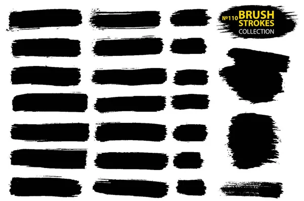 Vector large set different grunge brush strokes. Dirty artistic design elements isolated on white background. Black ink vector brush strokes — Stock Vector