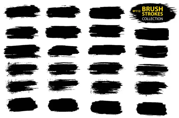 Vector gran conjunto de diferentes pinceladas grunge. Elementos sucios de diseño artístico aislados sobre fondo blanco. Tinta negra vectorial pinceladas — Vector de stock