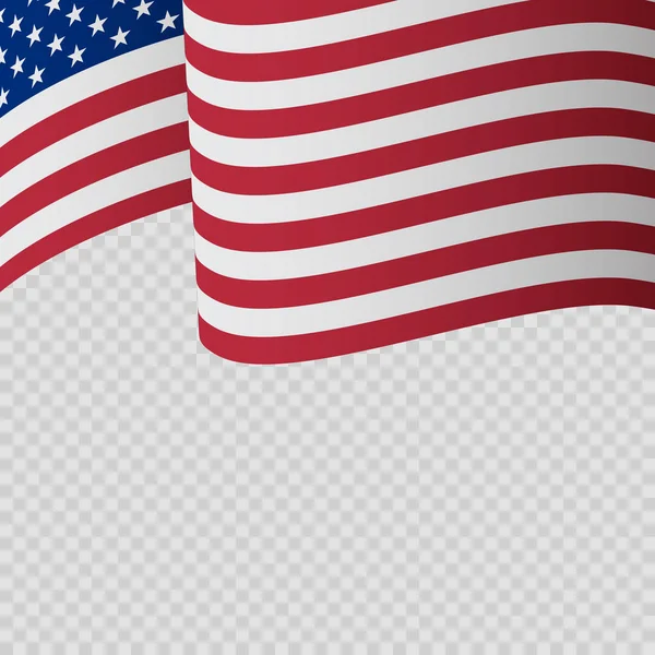 Mávejte vlajkou Spojených států amerických. Vlnitá americká vlajka nezávislosti, prezidenti, pomník, veteráni, svátek práce. Americká vlajka pro prázdninové pozadí — Stockový vektor