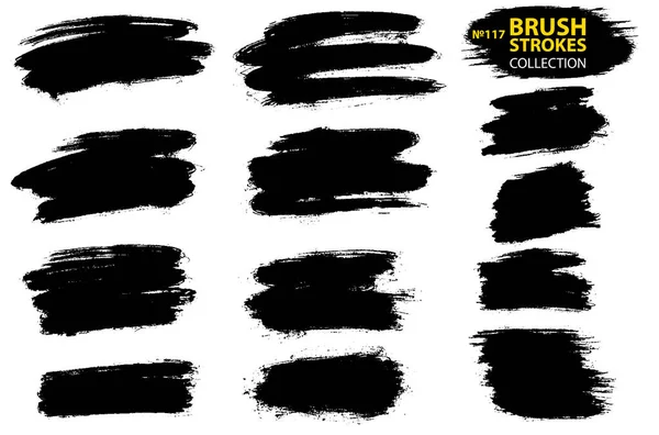 Vector black paint, ink brush stroke, brush, line or texture. Collection of black paint, ink brush strokes, brushes, lines, grungy. Grunge backgrounds. Isolated on white background — Stock Vector