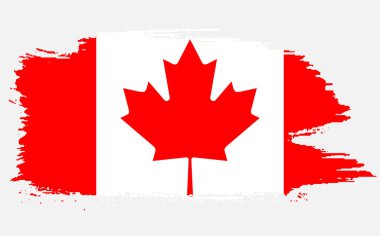 Kanada gününüz kutlu olsun, 1 Temmuz bayram kutlama kartınız kutlu olsun. Bayraktaki akçaağaç yaprağı fırça darbesiyle yapılmış. Grunge Kanada bayrağı. Temmuz 'un ilk günü Dominyon Günü adında bir halk bayramı..