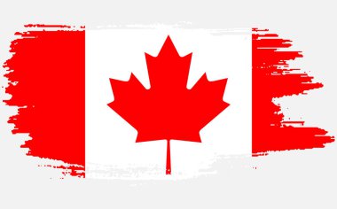 Kanada gününüz kutlu olsun, 1 Temmuz bayram kutlama kartınız kutlu olsun. Bayraktaki akçaağaç yaprağı fırça darbesiyle yapılmış. Grunge Kanada bayrağı. Temmuz 'un ilk günü Dominyon Günü adında bir halk bayramı..