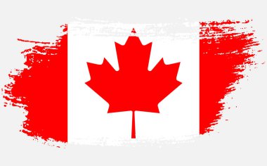 Kanada gününüz kutlu olsun, 1 Temmuz bayram kutlama kartınız kutlu olsun. Bayraktaki akçaağaç yaprağı fırça darbesiyle yapılmış. Grunge Kanada bayrağı. Temmuz 'un ilk günü Dominyon Günü adında bir halk bayramı..