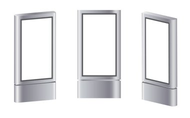 Açık hava beyaz ışıklı şehir lambası reklam standı. Dijital tabela modeli reklamı. Şehir dışındaki reklam panolarının maketleri. POS POI Stand Banner ya da Lightbox Açık Hava Reklamları