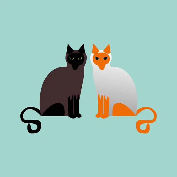 Dies Ist Eine Illustration Von Zwei Katzen — Stockvektor