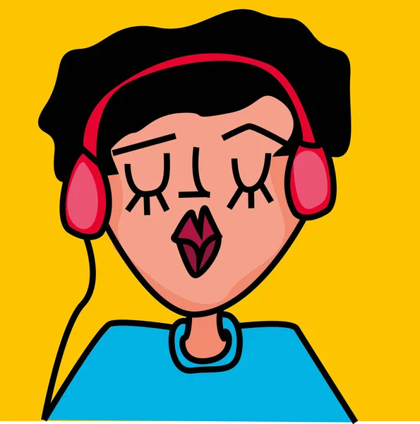 Tohle Ilustrace Dívky Která Poslouchá Hudbu — Stockový vektor