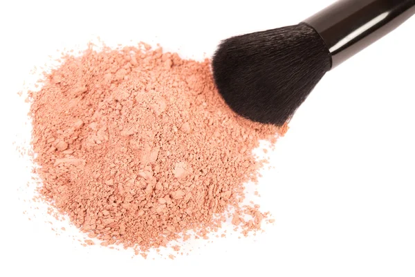Puder rosa och svart makeup borste — Stockfoto
