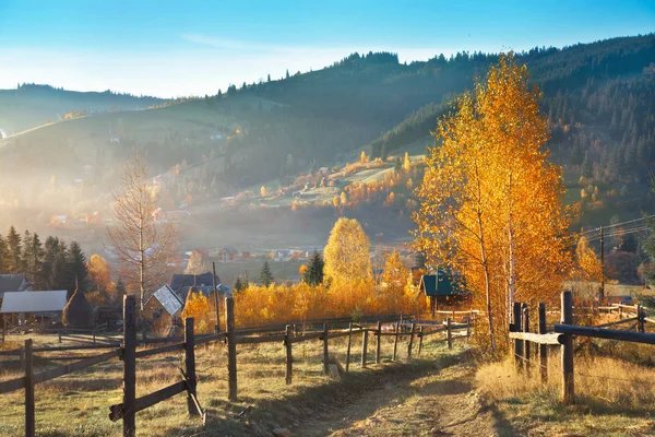 Горный сельский пейзаж с тропинкой осенью . — стоковое фото