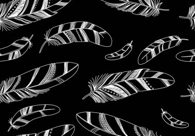 Siyah bir zemin üzerine beyaz eşarplı seamless modeli.