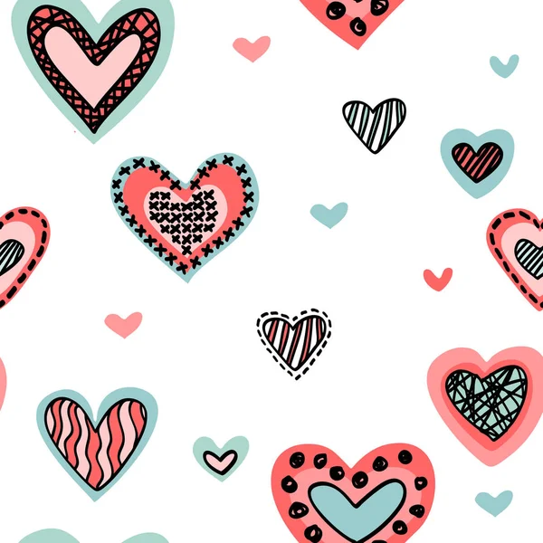 Fondo sin costuras con corazones aislados en un blanco . — Vector de stock