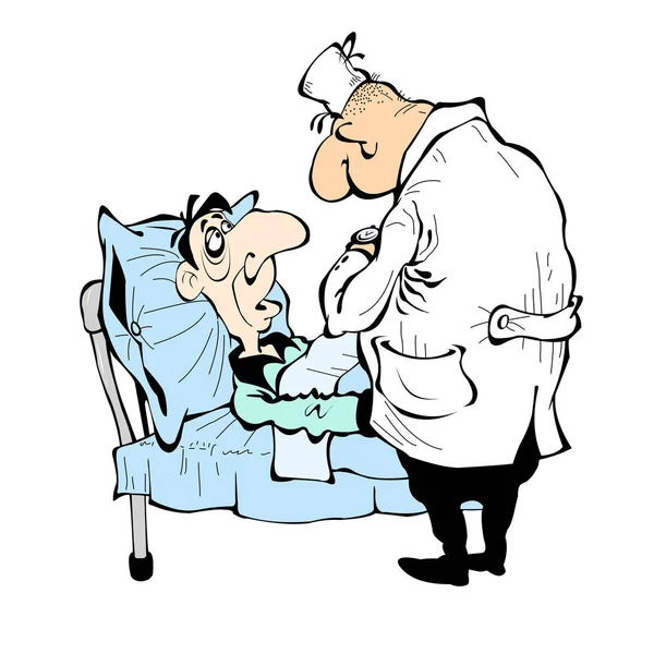 Caricature médecin et patient à l'hôpital . — Image vectorielle