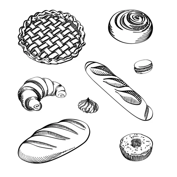 Vektor-Illustrationen - verschiedene Arten von Keksen und Kuchen, isoliert. — Stockvektor