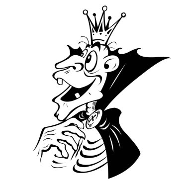 Fantastik karikatür canavar-iskelet. Beyaz arka plan üzerinde izole.