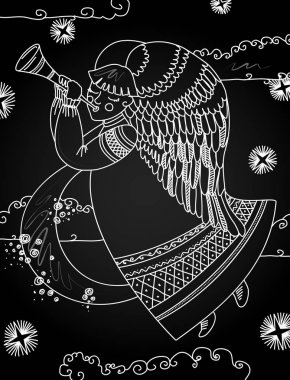 Bir Noel meleği tarzı ile resmi yazı tahtası.