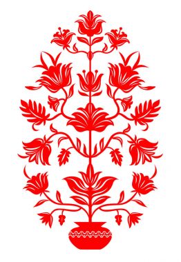 Dekoratif saksı çiçekleri halk tarzı ile.