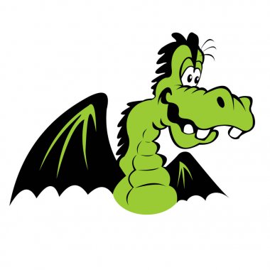 Bir karikatür ejderha renkli çizimi.